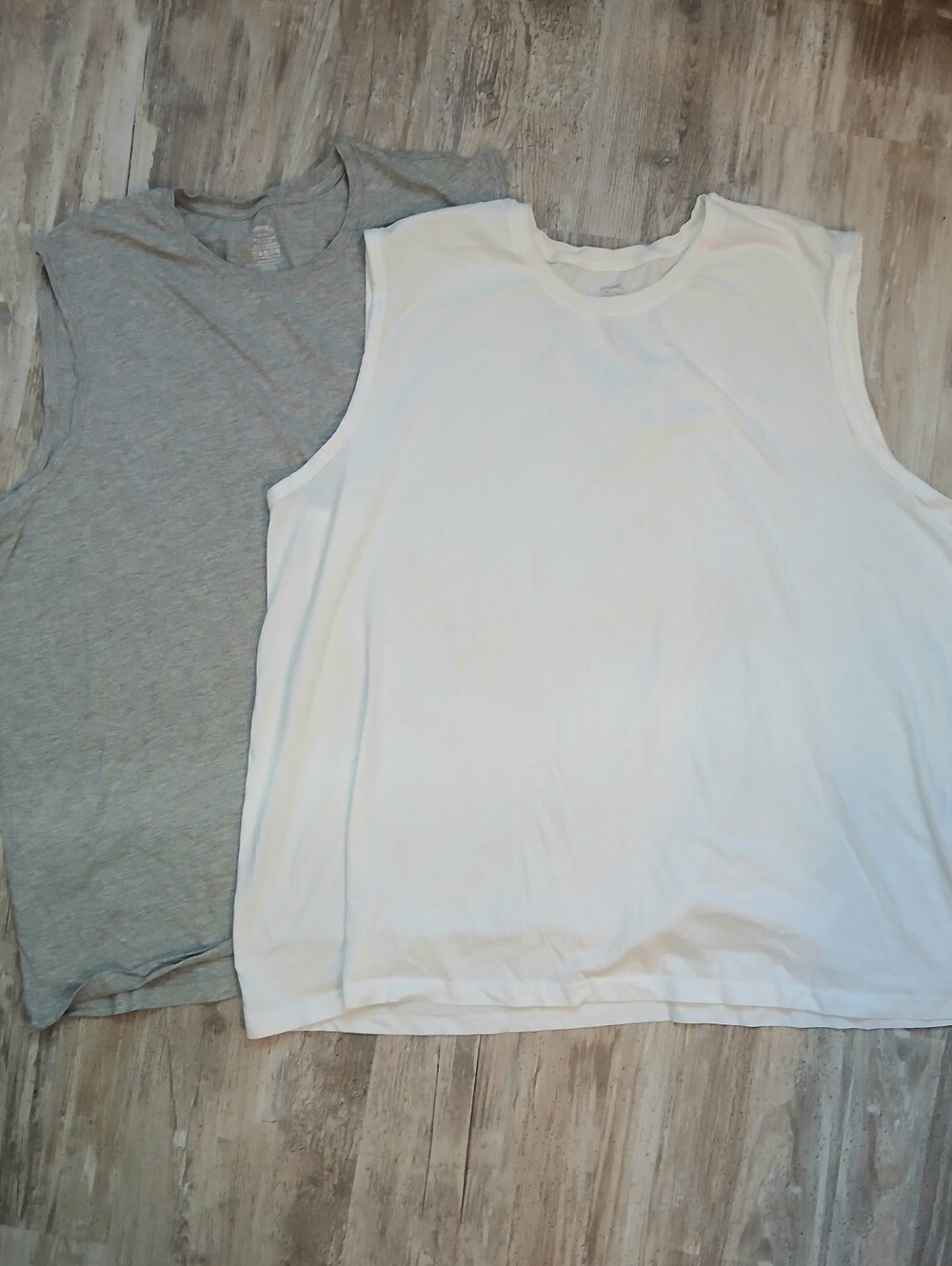 Set of 2 George Men's Muscle Tank Tops 4XL White Heather Grey Sleeveless Tees
